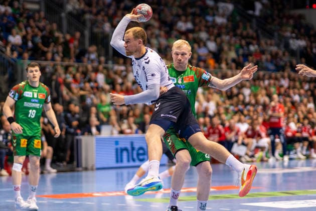 Germany HBL DAIKIN Handball Bundesliga 2025 2026, Matchday 30 SC Magdeburg vs SG Flensburg Handewitt GETEC Arena Magdeburg Simon Pytlick SG Flensburg Handewitt, 2 on the ball Copyright: xTomxLauruschkatx