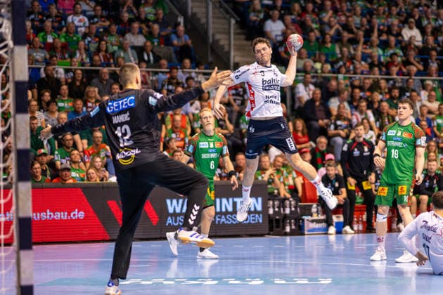Germany HBL DAIKIN Handball Bundesliga 2025 2026, Matchday 30 SC Magdeburg vs SG Flensburg Handewitt GETEC Arena Magdeburg Niclas Kirkelokke SG Flensburg Handewitt, 5 on the ball Copyright: xTomxLauruschkatx