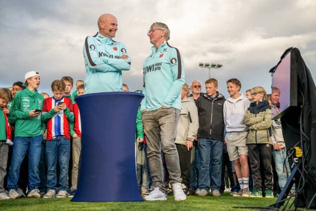 260521 Head coach Stale Solbakken and assistant coach Kent Bergersen of the Norwegian national football team during a presentation of the squad selection ahead of the FIFA World Cup on May 21, 2026 in Grue Photo Vegard Grott BILDBYRAN kod VG VG0924 bbeng fotball fotball soccer norge norway press conference pressekonferanse fifa world cup fotball vm vm 2026 uttak kirkenaer  Copyright: VEGARDxGRoTT BB260521VG014