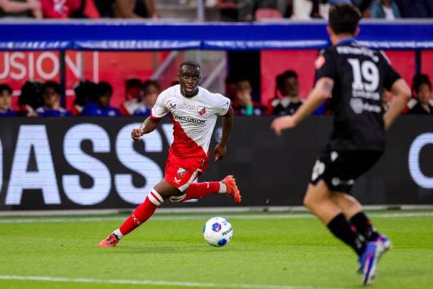 UTRECHT , 21-05-2026 , Stadion Galgenwaard , season 2025 2026 , play-offs for European football , Dutch football Eredivisie , match between Utrecht - Heerenveen , picture shows FC Utrecht player Yoann Cathline dribbles with the ball Utrecht - Heerenveen (play off)  x203868884x Copyright: