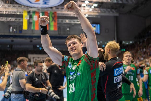 Germany HBL DAIKIN Handball Bundesliga 2025 2026, Matchday 30 SC Magdeburg vs SG Flensburg Handewitt GETEC Arena Magdeburg Elvar Örn Jonsson SC Magdeburg, 19 German Champion Celebration Jubilation Joy Emotions after the match Copyright: xTomxLauruschkatx