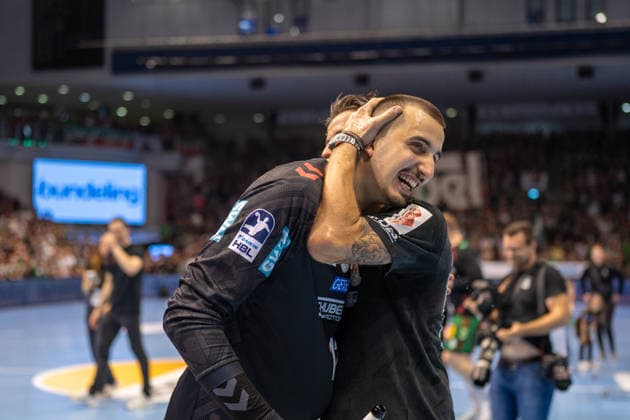 Germany HBL DAIKIN Handball Bundesliga 2025 2026, Matchday 30 SC Magdeburg vs SG Flensburg Handewitt GETEC Arena Magdeburg Sergey Hernandez Ferrer SC Magdeburg, 1 German Champion Celebration Jubilation Joy Emotions after the match Copyright: xTomxLauruschkatx