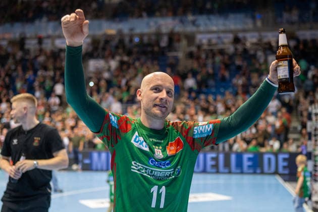 Germany HBL DAIKIN Handball Bundesliga 2025 2026, Matchday 30 SC Magdeburg vs SG Flensburg Handewitt GETEC Arena Magdeburg Daniel Pettersson SC Magdeburg, 11 German Champion Celebration Jubilation Joy Emotions after the match Copyright: xTomxLauruschkatx