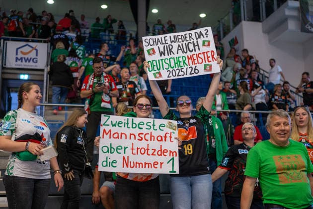 Germany HBL DAIKIN Handball Bundesliga 2025 2026, Matchday 30 SC Magdeburg vs SG Flensburg Handewitt GETEC Arena Magdeburg German Champion Celebration Cheers Joy Emotions after the match Copyright: xTomxLauruschkatx