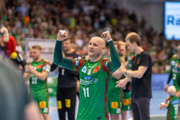 Germany HBL DAIKIN Handball Bundesliga 2025 2026, Matchday 30 SC Magdeburg vs SG Flensburg Handewitt GETEC Arena Magdeburg Daniel Pettersson SC Magdeburg, 11 German Champion Celebration Jubilation Joy Emotions after the match Copyright: xTomxLauruschkatx