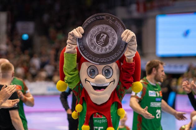 Germany HBL DAIKIN Handball Bundesliga 2025 2026, Matchday 30 SC Magdeburg vs SG Flensburg Handewitt GETEC Arena Magdeburg German Champion Celebration Cheers Joy Emotions after the match Copyright: xTomxLauruschkatx