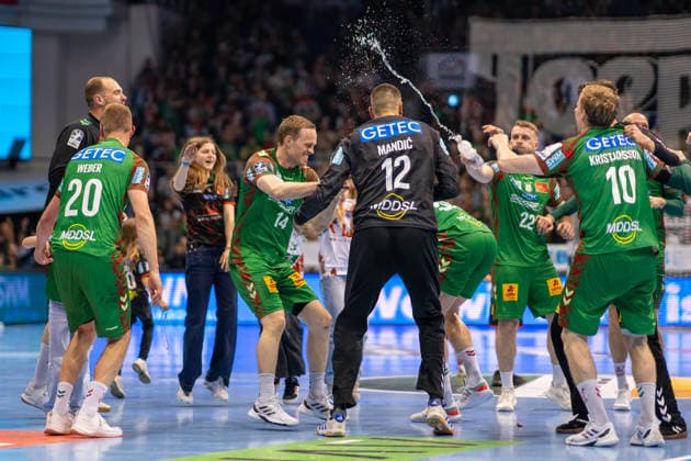 Germany HBL DAIKIN Handball Bundesliga 2025 2026, Matchday 30 SC Magdeburg vs SG Flensburg Handewitt GETEC Arena Magdeburg German Champion Celebration Cheers Joy Emotions after the match Copyright: xTomxLauruschkatx