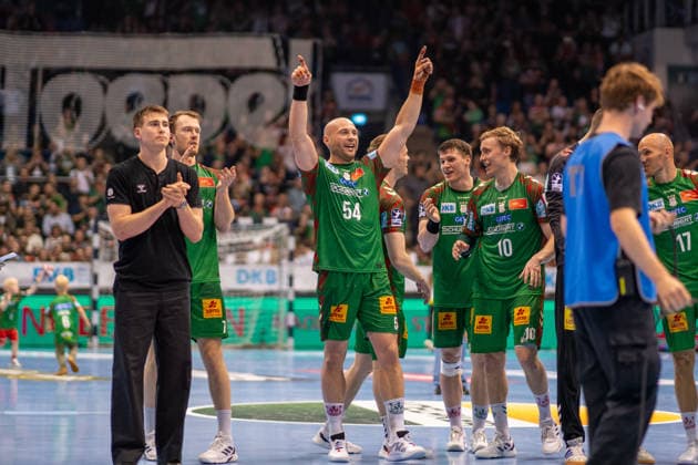 Germany HBL DAIKIN Handball Bundesliga 2025 2026, Matchday 30 SC Magdeburg vs SG Flensburg Handewitt GETEC Arena Magdeburg Oscar Bergendahl SC Magdeburg, 54 German Champion Celebration Jubilation Joy Emotions after the match Copyright: xTomxLauruschkatx