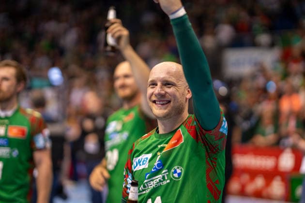Germany HBL DAIKIN Handball Bundesliga 2025 2026, Matchday 30 SC Magdeburg vs SG Flensburg Handewitt GETEC Arena Magdeburg Daniel Pettersson SC Magdeburg, 11 German Champion Celebration Jubilation Joy Emotions after the match Copyright: xTomxLauruschkatx