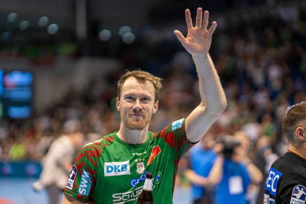 Germany HBL DAIKIN Handball Bundesliga 2025 2026, Matchday 30 SC Magdeburg vs SG Flensburg Handewitt GETEC Arena Magdeburg Felix Claar SC Magdeburg, 7 German Champion Celebration Jubilation Joy Emotions after the match Copyright: xTomxLauruschkatx