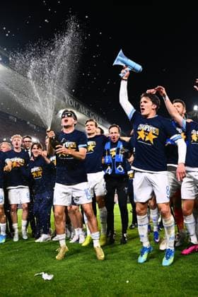 KV Mechelen v Club Brugge - Jupiler Pro League Champions Play-Off MECHELEN, BELGIUM - MAY 21 : players of Brugge celebrates winning the title championship after the Jupiler Pro League Champions Play-Off match between KV Mechelen and Club Brugge on May 21, 2026 in Mechelen, Belgium, 21 05 2026 Mechelen Belgium  Copyright: xGvgx
