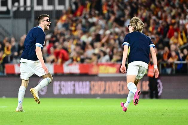 KV Mechelen v Club Brugge - Jupiler Pro League Champions Play-Off MECHELEN, BELGIUM - MAY 21 : Mechele Brandon defender of Club Brugge celebrate winning the championchip during the Jupiler Pro League Champions Play-Off match between KV Mechelen and Club Brugge on May 21, 2026 in Mechelen, Belgium, 21 05 2026 Mechelen Belgium  Copyright: xPeterxDexVoechtx