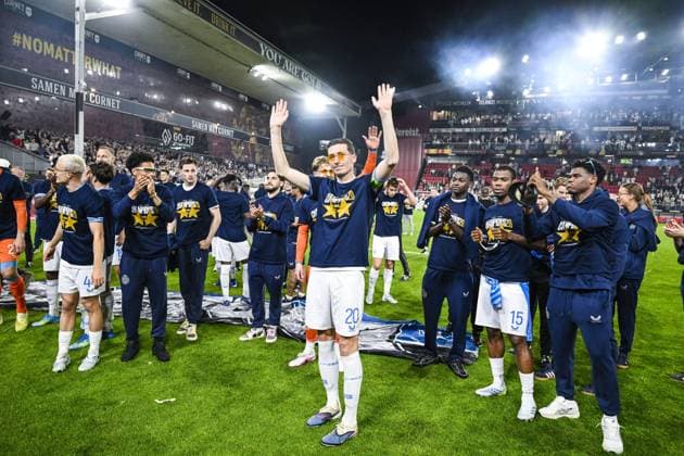 Club s Hans Vanaken celebrates after winning the title at a soccer match between KV Mechelen and Club Brugge KV, Thursday 21 May 2026 in Mechelen, on the ninth day of the Champion s Play-offs of the 2025-2026 Jupiler Pro League first division of the Belgian championship. TOM GOYVAERTS TomxGoyvaerts x174681589x