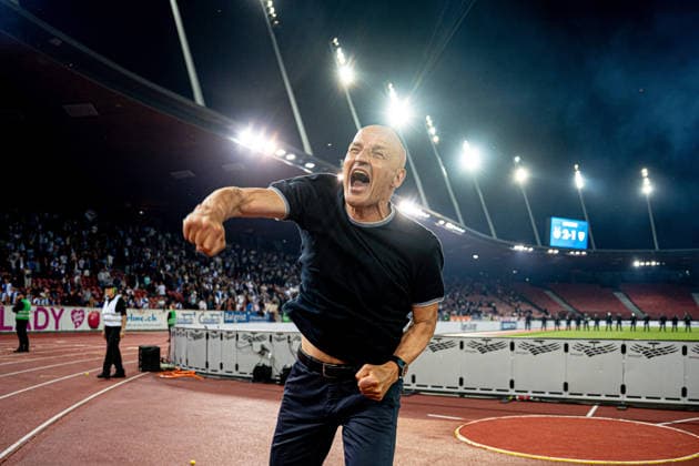 BASEL, SWITZERLAND - MAY 21: Peter Ziedler (Head Coach Grasshopper-Club Zurich) celebrating after winning the Brack Super League match between Grasshopper Club Zurich and FC Aarau at Letzigrund Stadium on May 21, 2026 in Zurich, Switzerland. Copyright: xPriscilaxBütlerx xSPPx Sportspressphoto_SPR151282
