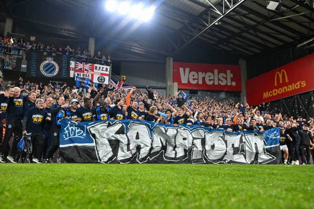 260521 KV Mechelen vs Club Brugg players of Brugge celebrate during the Jupiler Pro League season 2025 - 2026 matchday 9 game in the Champions Play offs between KV Mechelen and Club Brugge KV on May 21 , 2026 in Mechelen, Belgium. (Photo by David Catry Isosport) Mechelen Belgium  Copyright: xDavidxCatryx 20260521DC2_5735