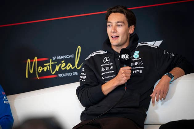 May 21, 2026, Montreal, Canada: GEORGE RUSSELL (GBR) of Mercedes-AMG 63 speaks at the FIA press conference, PK, Pressekonferenz during media day of the 2026 Formula 1 Canadian Grand Prix. F1 2026: Canada Grand Prix: Meida Day  - ZUMAb177 20260521_aap_b177_028 Copyright: xTaidghxBarronx