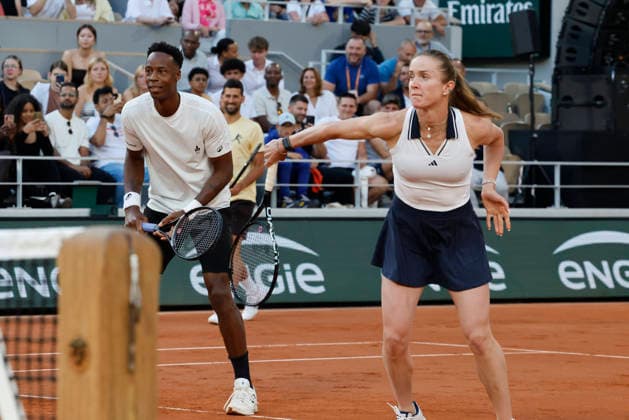 May 21, 2026, Paris, Paris, France: Gael MONFILS and Elina SVITOLINA during GAEL AND FRIENDS the tribute to Gael Monfils before of the tennis Grand Slam of Roland Garros 2026, at Roland Garros Stadium - on May 21 2026 .Paris - France Tennis press conference, PK, Pressekonferenz Of The Tennis Grand Slam Of Roland Garros 2026  - ZUMAb253 20260521_zsp_b253_105 Copyright: xLoicxBaratouxx