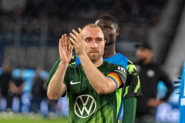 Germany Soccer, Relegation 2026, First leg, VfL Wolfsburg SC Paderborn on 21 05 in Wolfsburg, Volkswagen Arena Christian Eriksen VfL Wolfsburg 24 Gestures after the final whistle Copyright: xSvenxHeidmannx