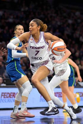 MINNEAPOLIS, MN - MAY 21: Toronto Tempo forward Teonni Key (7) drives to the basket during the second half of a WNBA, Basketball Damen, USA game between the Minnesota Lynx and Toronto Tempo on May 21, 2026, at Target Center in Minneapolis MN. (Photo by Nick Wosika Icon Sportswire) WNBA: MAY 21 Toronto Tempo at Minnesota Lynx EDITORIAL USE ONLY Icon2026052111