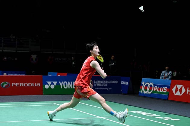 (260522) -- KUALA LUMPUR, May 22, 2026 -- Chen Yufei of China competes during the women s singles quarterfinal match between Chen Yufei of China and Pitchamon Opatniputh of Thailand at 2026 Malaysia Masters badminton tournament in Kuala Lumpur, Malaysia, May 22, 2026. (Photo by Xinhua) (SP)MALAYSIA-KUALA LUMPUR-BADMINTON-MALAYSIA MASTERS-WOMEN S SINGLES ChongxVoonxChung 