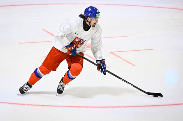 Daniel Vozenilek attends Czech national Ice hockey, Eishockey team training session at the 2026 IIHF Ice Hockey World Championship, WM, Weltmeisterschaft in Fribourg, Switzerland, on May 22, 2026. (CTKxPhoto RadekxPetrasek) CTKPhotoP2026052202938  CTKPhotoP2026052202938