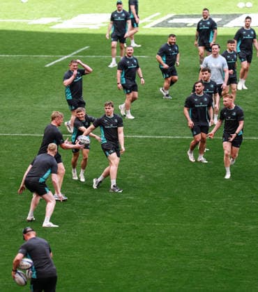 Leinster Rugby Captain s Run, San Mames Stadium, Bilbao, Spain 22 5 2026 Diarmaid Mangan and Paddy McCarthy Diarmaid Mangan and Paddy McCarthy 22 5 2026  Copyright: x INPHO DanxSheridanx DAN_9491