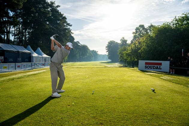 ANTWERP, BELGIUM - MAY 22: Matthis Besard of Belgium plays a tee shot from the tee of 10th hole during the second round of the Soudal Open at Rinkven International Golf Club on May 22, 2026 in Antwerp, Belgium. Credit: Andy Astfalck NurPhoto Belgium Copyright: xAndyxAstfalckx