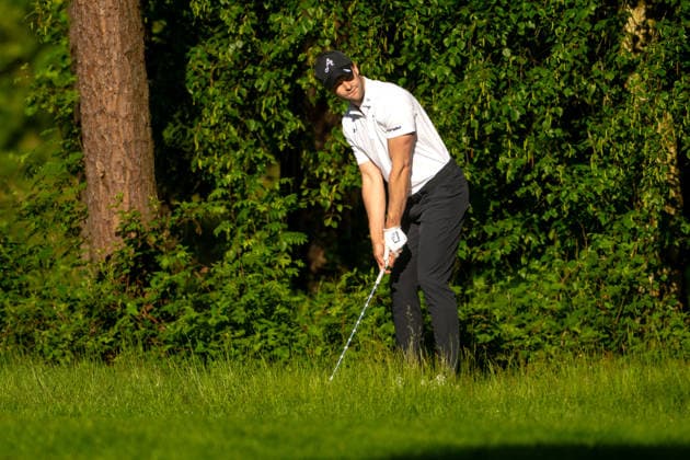 ANTWERP, BELGIUM - MAY 22: Thomas Detry of Belgium takes his second shot from the rough on the 11th hole during the second round of the Soudal Open at Rinkven International Golf Club on May 22, 2026 in Antwerp, Belgium. Credit: Andy Astfalck NurPhoto Belgium Copyright: xAndyxAstfalckx