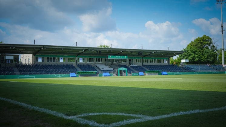 Soccer, A Juniors, Season 2025 2026, DFB Cup, Final, VfB Stuttgart U19 vs VfL Wolfsburg U19, Friday 22 05 2026, Karl Liebknecht Stadium Potsdam, In the picture A view of the stands of the Potsdam Karl Liebknecht Stadium Brandenburg Germany