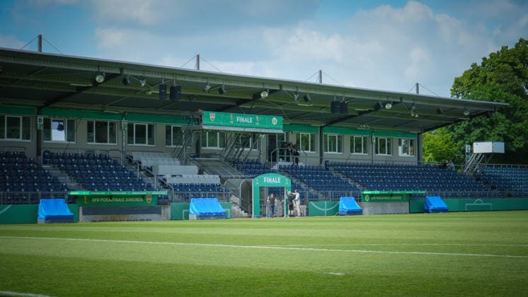 Soccer, A Juniors, Season 2025 2026, DFB Cup, Final, VfB Stuttgart U19 vs VfL Wolfsburg U19, Friday 22 05 2026, Karl Liebknecht Stadium Potsdam, In the picture A view of the main stand of the Karl Liebknecht Stadium Brandenburg Germany