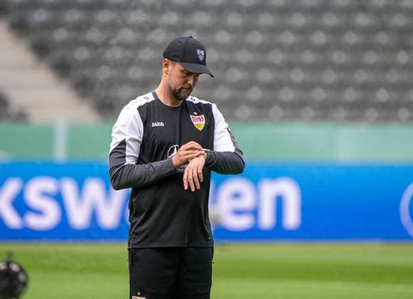 Soccer, men, season 2025 2026, 83 DFB Cup final, FC Bayern Munich VfB Stuttgart, training the day before, in the picture coach Sebastian Hoeneß VfB Stuttgart , 22 05 2026, Copyright: xMatthiasxKochx