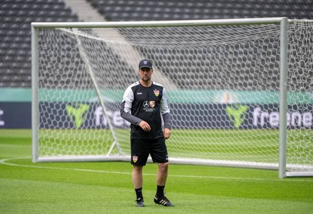 Soccer, men, season 2025 2026, 83 DFB Cup final, FC Bayern Munich VfB Stuttgart, training the day before, in the picture coach Sebastian Hoeneß VfB Stuttgart , 22 05 2026, Copyright: xMatthiasxKochx