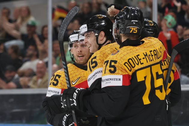 22 05 2026 Swiss Life Arena Zurich , SWITZERLAND, Mens Ice Hockey IIHF World Championship Zurich 2026 Group A GER HUN Stefan Loibl GER is happy after the 2 0