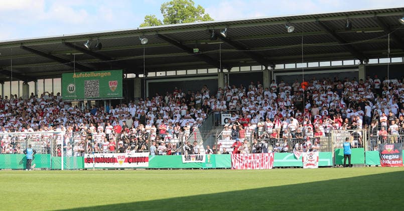 Berlin , Football final DFB Cup Juniors VfL Wolfsburg vs VfB Stuttgart , VfB Fans