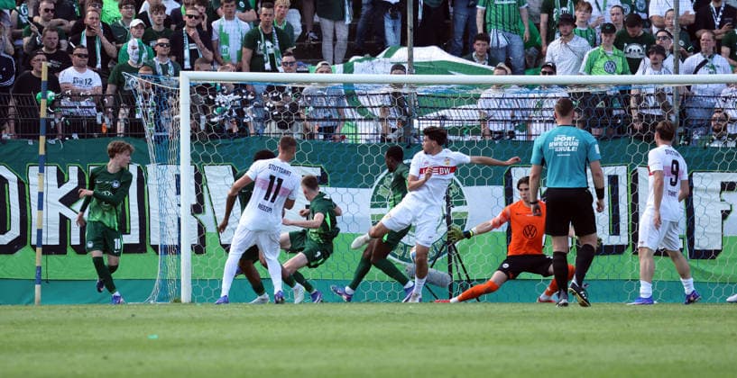 22 05 26 A Juniors DFB Cup Final 2026 U19 VfL Wolfsburg U19 VfB Stuttgart Germany, Potsdam, 22 05 2026, Football, Season 2025 2026, A Juniors DFB Cup Final 2026, U19 VfL Wolfsburg U19 VfB Stuttgart Mirza Catovic U19 VfB Stuttgart Goal 0 2 Catovic