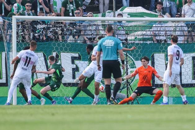 Soccer DFB Cup Junior Final VfL Wolfsburg U19 VfB Stuttgart U19 on 22 05 2026 at Karl Liebknecht Stadium in Potsdam Goal shot to 0 2 by Mirza Catovic Stuttgart DFB regulations prohibit any use of photographs as image sequences and or quasi video xJRx