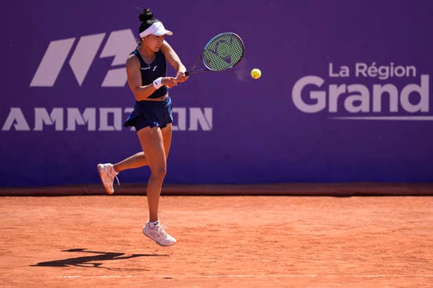 2026 WTA, Tennis Damen Strasbourg 500 - Semi Finals (Day 6) Ann Li in action during the semifinal at the 2026 WTA Internationaux de Strasbourg Women s tennis tournament at the Tennis Club de Strasbourg in Strasbourg, France, on May 22, 2026. Strasbourg France  Copyright: xOwenxHammondx originalFilename:hammond-2026wtai260522_npwOY.jpg