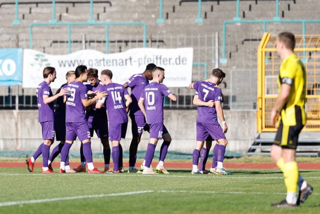 Team TSV Schwaben Augsburg goal for 1 1 in the match between TSV Schwaben Augsburg v SV Kirchanschöring, Soccer, Men, Regionalliga Bayern Relegation, 2025 2026, Matchday 2 on 22 05 2026 in Augsburg, Rosenaustadion Bayern Germany