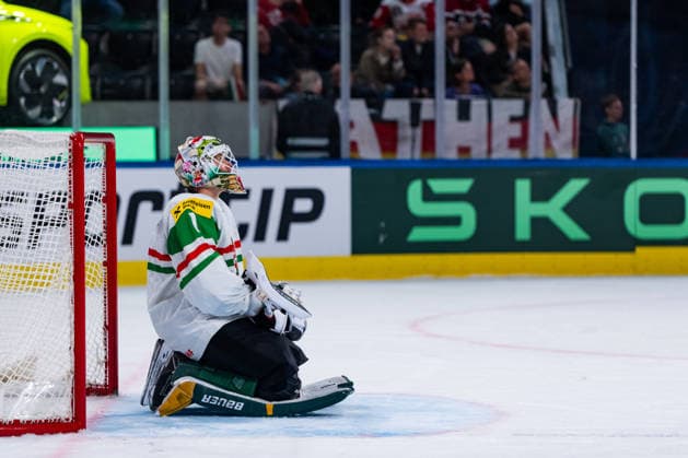 ZURICH, SWITZERLAND - MAY 22: Bence Balizs (Hungary, 1) after the 6:2 Win of Germany during the Preliminary Round - Group A Match 33 between Germany and Hungary at the IIHF Ice hockey, Eishockey World Championship, WM, Weltmeisterschaft 2026, Swiss Life Arena on May 22, 2026 in Zurich, Switzerland. Zurich Switzerland Copyright: xTimoxSteinx
