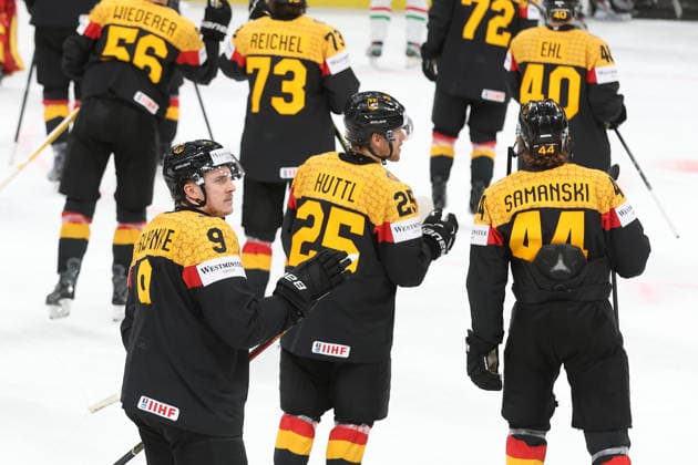 22 05 2026 Swiss Life Arena Zurich , SWITZERLAND, Mens Ice Hockey IIHF World Championship Zurich 2026 Group A GER HUN Final cheer Leon Gawanke GER