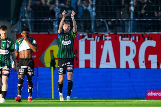 SOCCER - BL, Ried vs Rapid RIED,AUSTRIA,22.MAY.26 - SOCCER - ADMIRAL Bundesliga, Europacup play off, SV Ried vs SK Rapid Wien. Image shows the rejoicing of Nikki Havenaar (Ried).  GEPAxpictures xChristianxMoser
