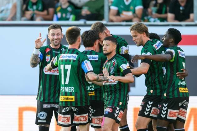 SOCCER - BL, Ried vs Rapid RIED,AUSTRIA,22.MAY.26 - SOCCER - ADMIRAL Bundesliga, Europacup play off, SV Ried vs SK Rapid Wien. Image shows the rejoicing of Ried.  GEPAxpictures xDanielaxMoser