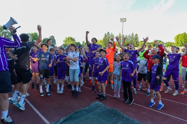 Final jubilation in the Rosenau after relegation TSV Schwaben Augsburg vs SV Kirchanschöring, relegation Regionalliga Bayern, season 2025 2026,