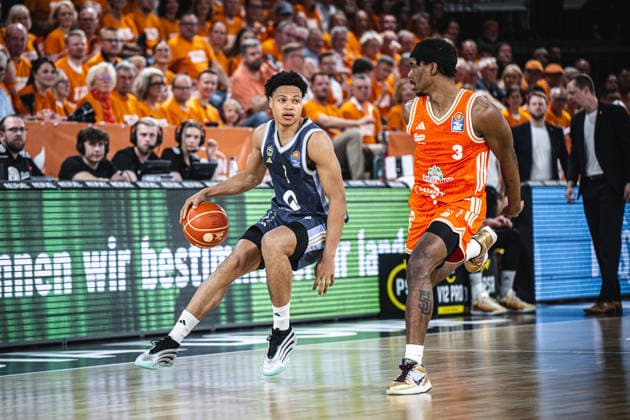 1 Basketball Bundesliga, easyCredit BBL, Season 2025 2026, Men, Playoffs, Quarterfinals, Game 3, 22 05 2026, RASTA Vechta ALBA Berlin Jack Kayil 7 ALBA BERLIN in action Vechta RASTA Dome Lower Saxony Germany