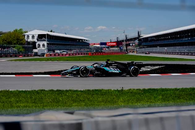 MONTREAL Formula 1 driver George Russell of Mercedes AMG Petronas Formula One Team during the Formula 1 Canada Race at the Circuit Gilles Villeneuve on May 22, 2026 in Montreal, Canada Photo by DeFodi Images