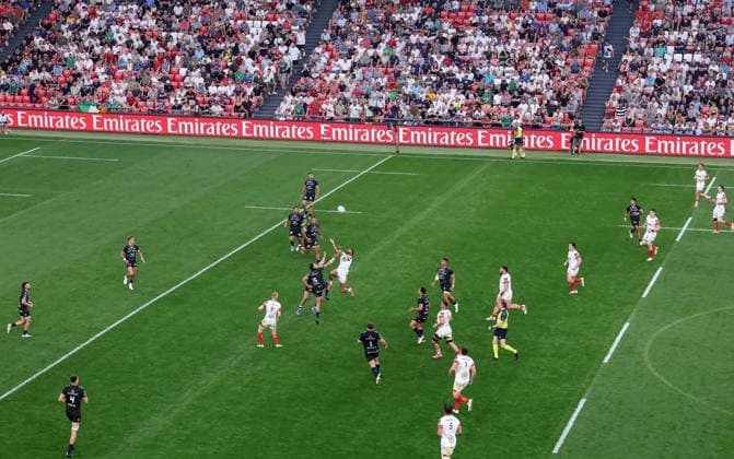 2026 European Rugby Challenge Cup Final, San Mames Stadium, Bilbao, Spain 22 5 2026 Montpellier Herault Rugby vs Ulster Montpellier™s Tom Banks and Robert Baloucoune of Ulster compete for a high ball Tom Banks and Robert Baloucoune compete for a high ball 22 5 2026  Copyright: x INPHO NickxElliottx AC013690