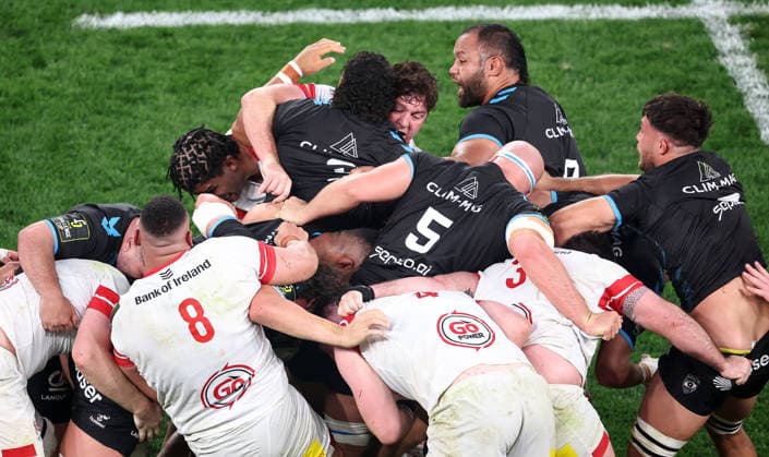 2026 European Rugby Challenge Cup Final, San Mames Stadium, Bilbao, Spain 22 5 2026 Montpellier Herault Rugby vs Ulster Ulster™s Tom Stewart and Billy Vunipola of Montpellier in a maul Tom Stewart and Billy Vunipola in a maul 22 5 2026  Copyright: x INPHO NickxElliottx NE1L6413