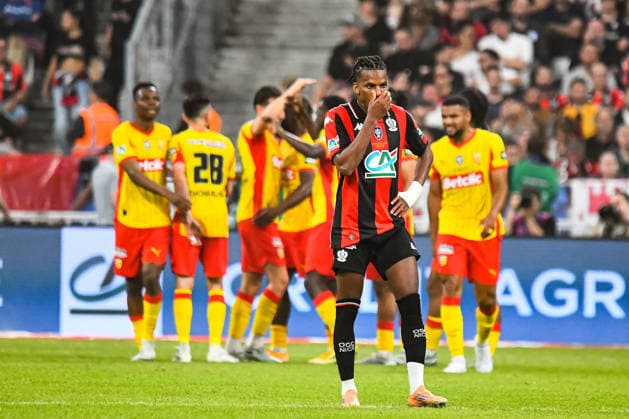 FOOTBALL : RC Lens vs OGC Nice - Coupe de France - Finale - 22 05 2026 Hicham Boudaoui (OGC Nice) aprÃ s le but de Odsonne Edouard (RC Lens) Saint DenisFrance  Copyright: xBaptistexAutissierx