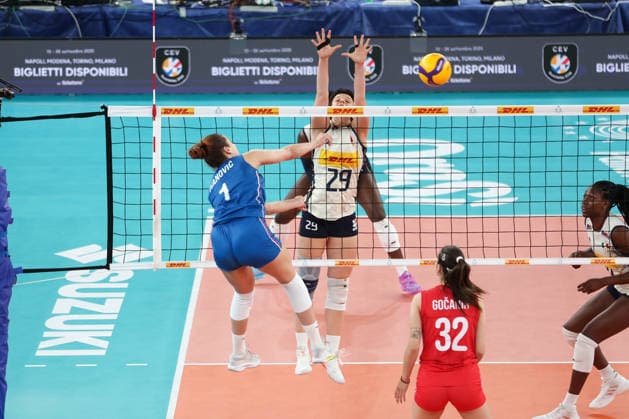 IPA84979424 - AIA AeQuilibrium Cup Women Elite, Day 1, 22-05-2026, Italy - Serbia, in the photo: attack Vanja Ivanovic, defense Francesca Scola  Copyright: xGabrielexSiri IPAxSportx xx 84979424