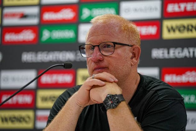 Germany Soccer 2 Bundesliga Relegation 2025 2026 Rot Weiss Essen vs SpVgg Greuther Fürth Stadion an der Hafenstraße Essen Heiko Vogel Coach, SpVgg Greuther Fürth Press conference, Media Copyright: xJOERANxSTEINSIEKx